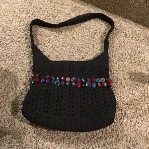 Cappelli Crochet Beaded Black Purse